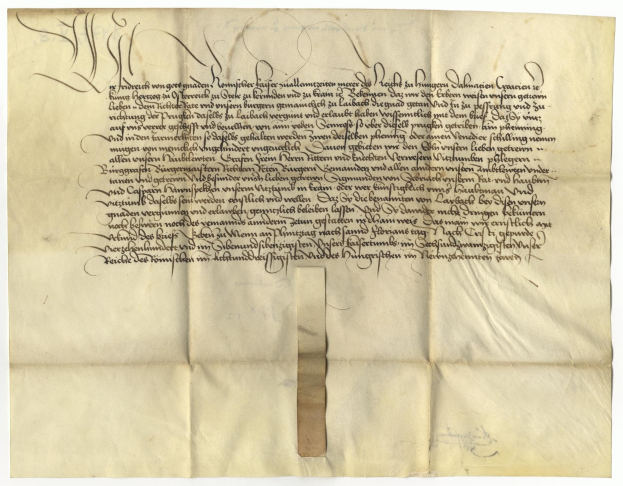 Ein vergilbtes, altes Stück Papier mit schwarzer Handschrift, ein Brief des deutschen Staates, der die Freigabe einer Petition für den Tod eines Mannes anfordert.