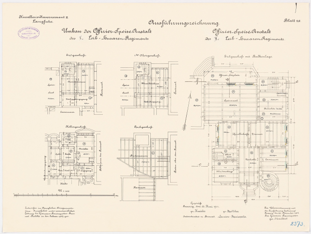 Schwarz-weißer architectural floor plan of the former German Chancellor's office in the Federal Republic of Germany, showing detailed layout with text annotations.