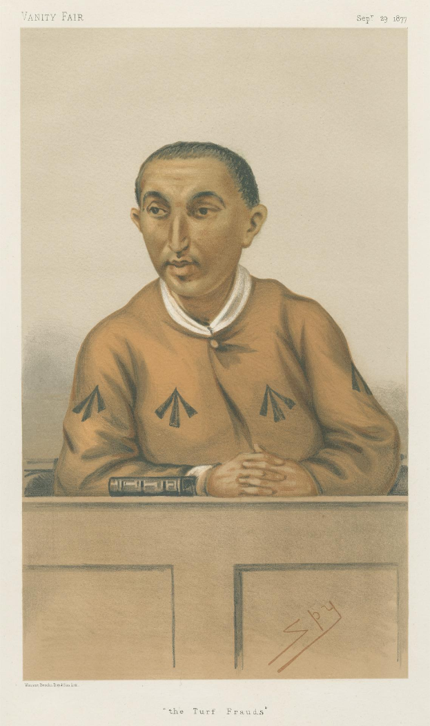 Ein Mann in einem weißen Hemd und dunklen Hosen sitzt an einem Tisch und hat die Hände gefaltet, sieht ernst aus, mit dem Text "Die Rasenbetrüger" unten.