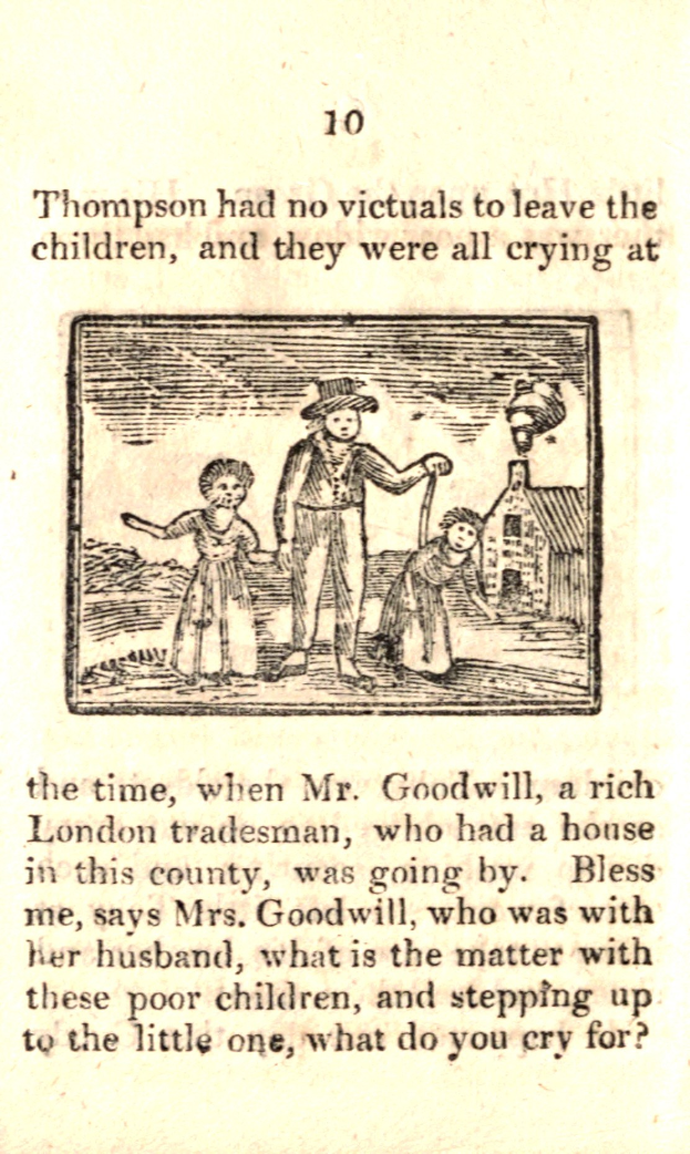 Ein Blatt Papier mit einer Zeichnung eines verzweifelten Mannes, der zwei weinende Kinder hält, begleitet von handgeschriebenem Text, der ihren emotionalen Zustand beschreibt.