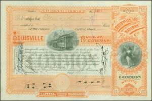 Ein altes Aktienzertifikat der Illinois Railway Company mit einer Abbildung eines Zuges.