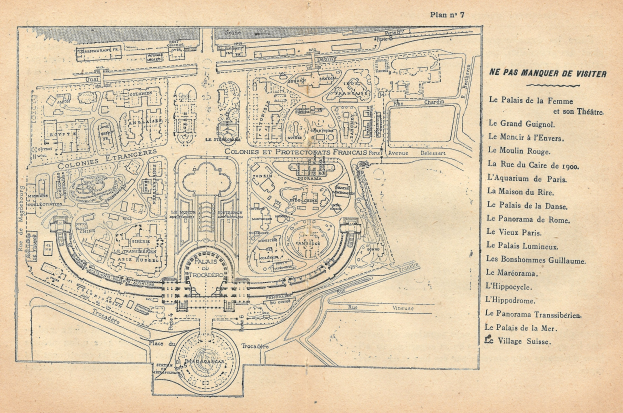 Detailiertes altes Stadtplan mit zahlreichen Gebäuden, Straßen und markanten Punkten.