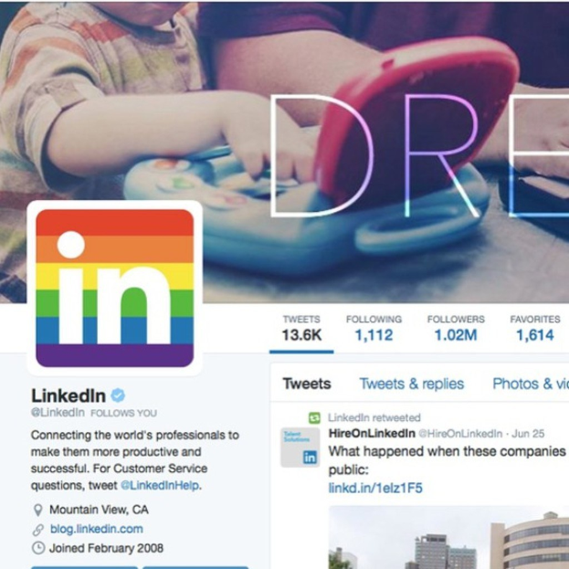 LinkedIn-Profilsseite mit Profilbild, Logo und Textinhalt